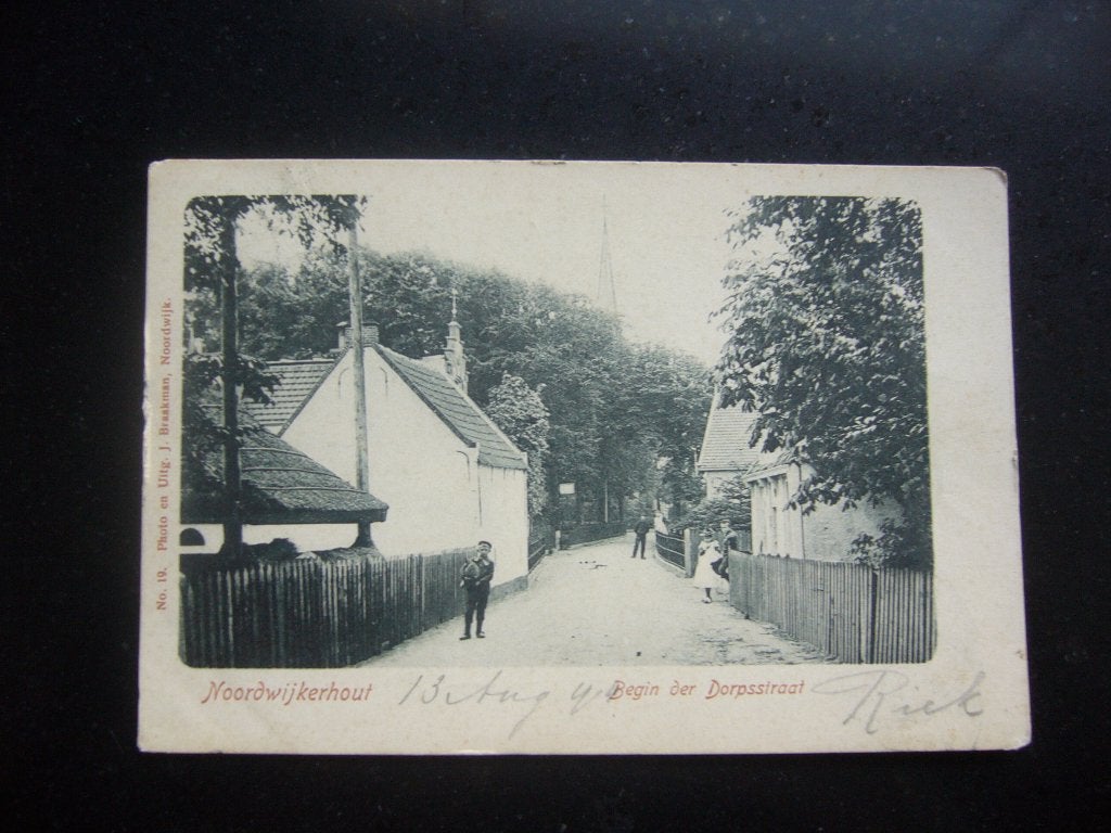 NOORDWIJKERHOUT =  BEGIN DER DORPSSTRAAT -UITG. J  BRAAKMAN, Verzamelen, Ansichtkaarten | Nederland, Ophalen of Verzenden, Voor 1920