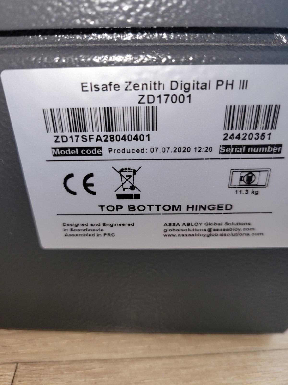 Assa Abloy Elsafe Zenith Digital PH III ZD17001 Kluis, Ophalen, Nieuw, Brandkast