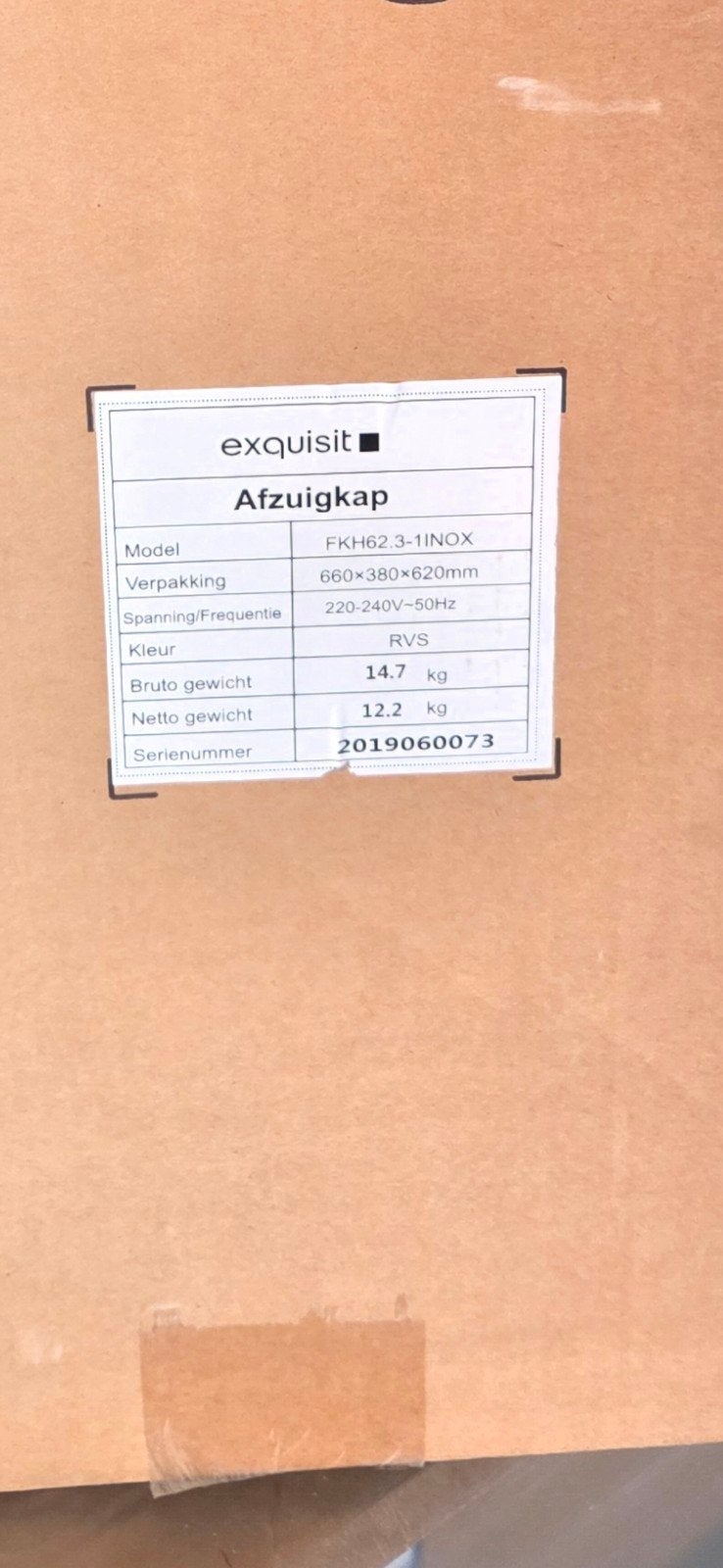 Nieuwe Exquisit afzuigkap RVS 60 cm in doos, Witgoed en Apparatuur, Afzuigkappen, Ophalen of Verzenden