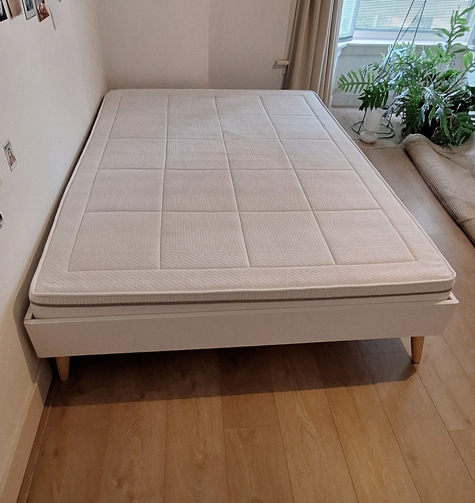 VidaXL twijfelaar / bed 140x190 met pocketvering matras, Ophalen, Gebruikt, Wit, Twijfelaar
