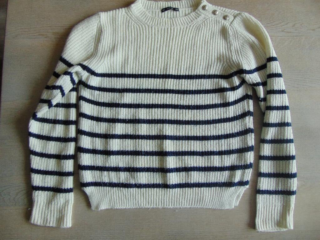 Zara trui wit met blauw gestreept truitje maat M, Kleding | Dames, Maat 38/40 (M), Ophalen of Verzenden, Zo goed als nieuw, Wit