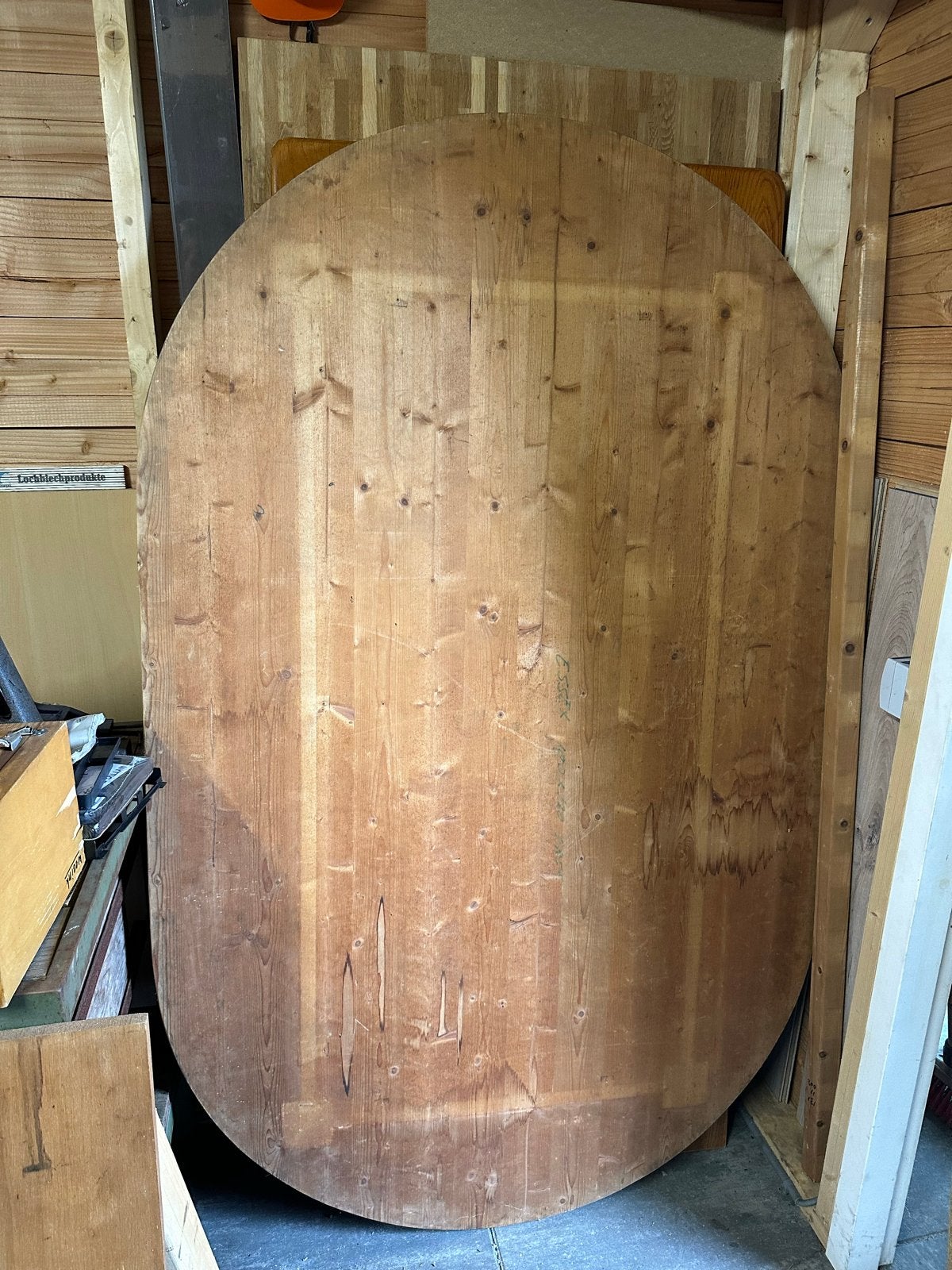 houten grenen tafelblad, Ophalen, Gebruikt, 100 tot 150 cm, Rond
