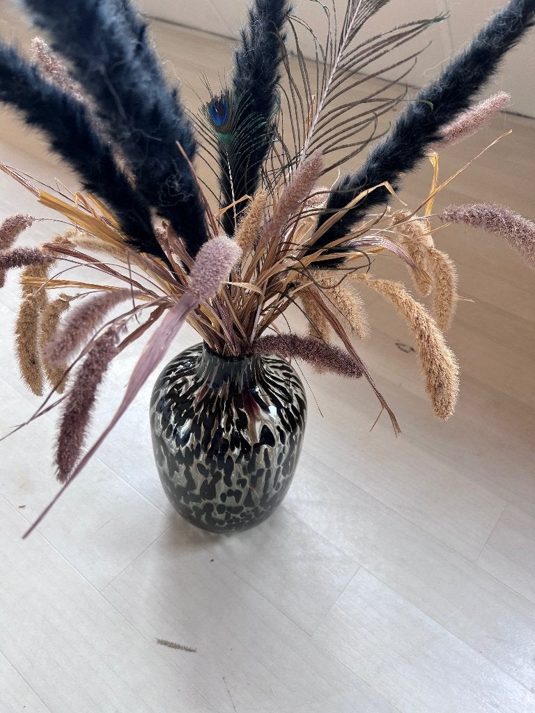 Vaas met droogbloemen, Ophalen of Verzenden, Overige kleuren, Glas