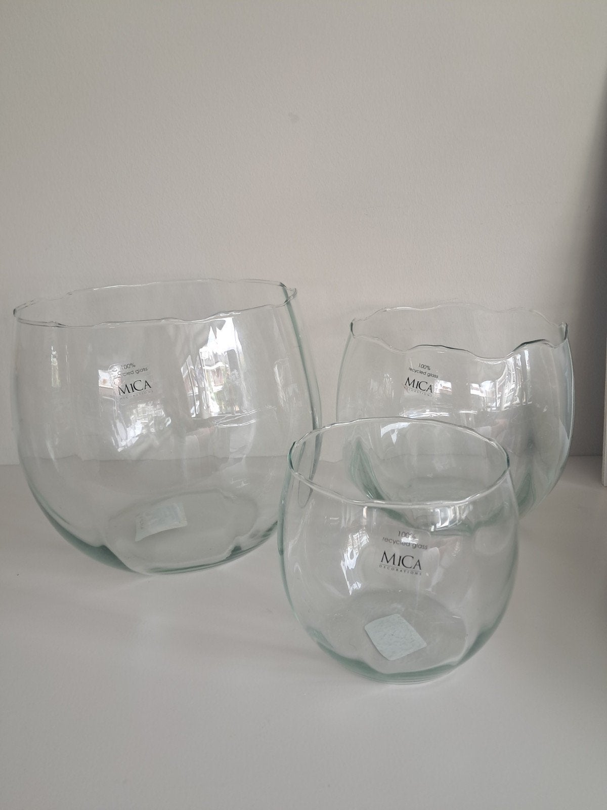 Mica Glazen Vazen Set - 3 Stuks, Gerecycled Glas, Ophalen, Transparant, Nieuw, Glas