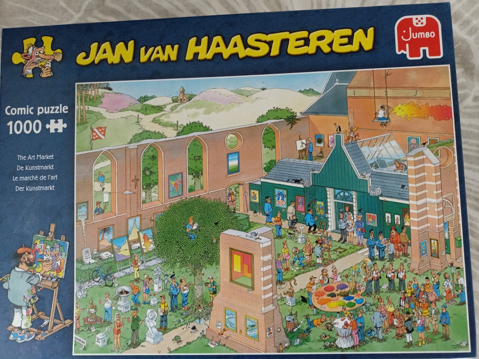 JAN VAN HAASTEREN PUZZEL DE KUNSTMARKT, Ophalen of Verzenden, 500 t/m 1500 stukjes, Zo goed als nieuw