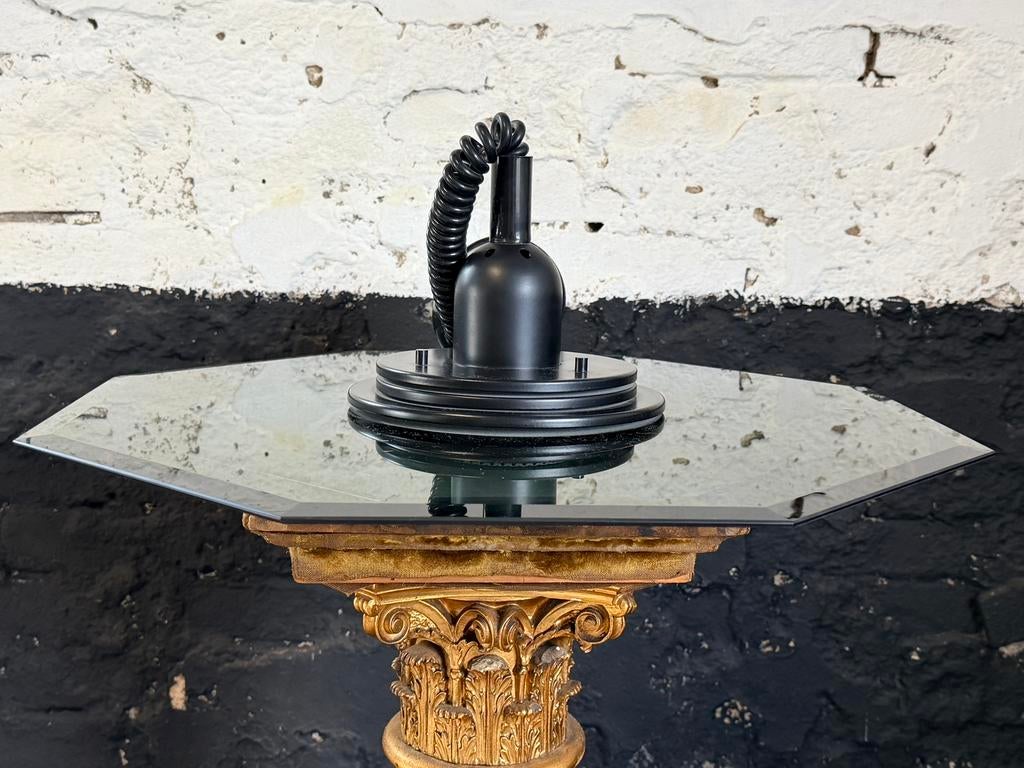 Vintage Steinhauer hanglamp pendel rookglas zeshoekig, Ophalen, Gebruikt, Glas, Minder dan 50 cm