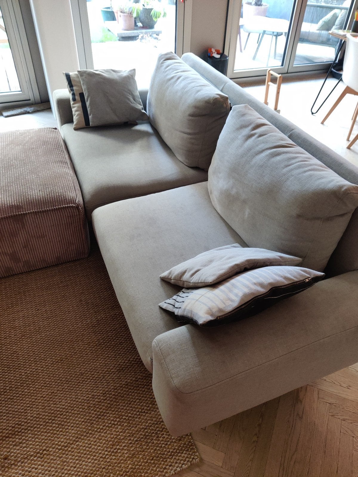 Passe Partout Zico bank met Kave Home Hocker, Ophalen, Gebruikt, Driepersoons, 75 tot 100 cm