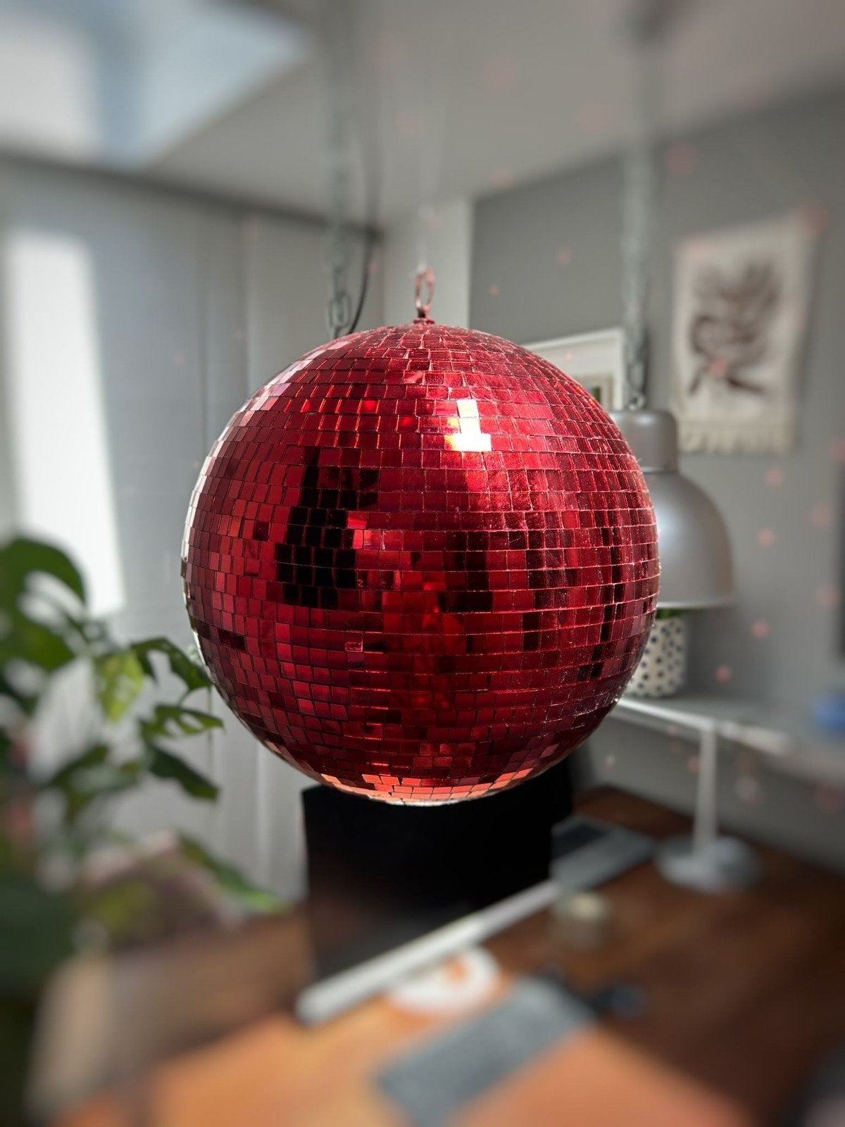 2x Mooie Rode Discobol - Diameter 28 cm, Overige stijlen, Gebruikt, Ophalen of Verzenden, Glas