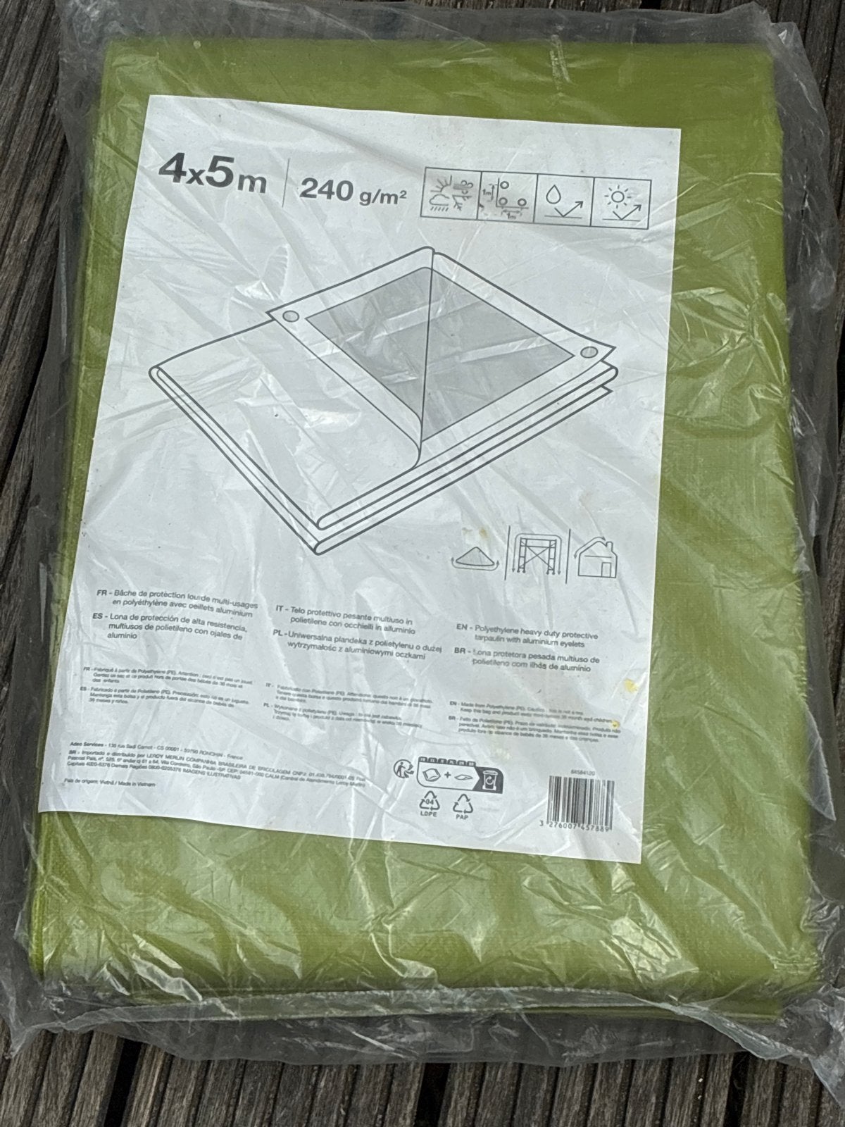Nieuw Zeildoek met ogen 4x5m - Ongebruikt, Ophalen, Nieuw, 15 m² of meer, Zeil
