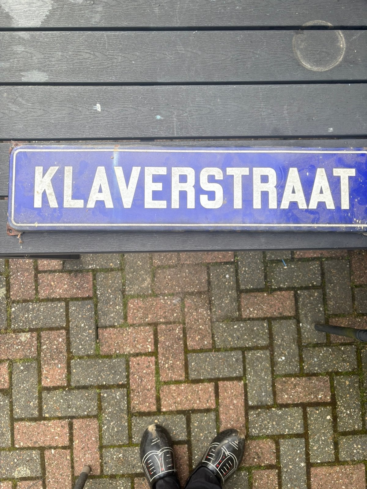 Emaille bord klaverstraat, Ophalen of Verzenden