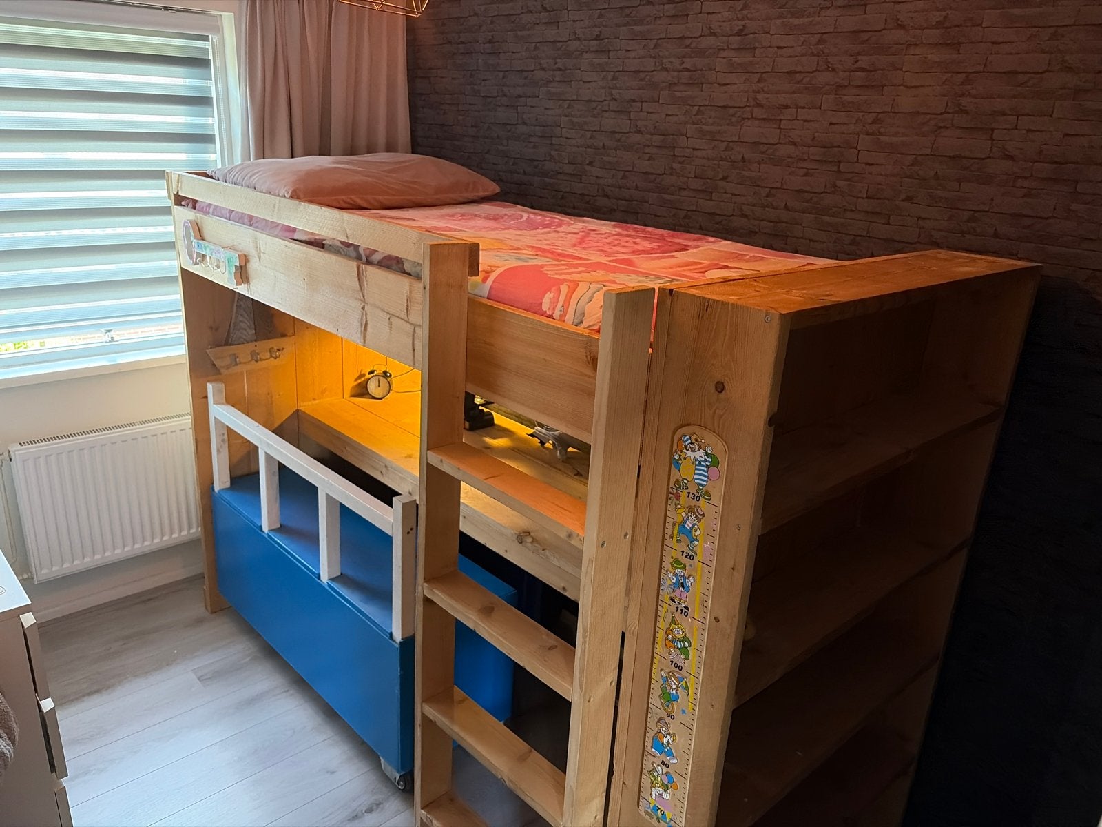 Hoogslaper met bureau en opbergruimte, Ophalen, 85 tot 100 cm, Gebruikt, Hoogslaper of Stapelbed