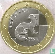 Kroatische 1 Euro munt 2023 met marter Zeldzaam, Ophalen of Verzenden, Overige landen, 1 euro, Losse munt