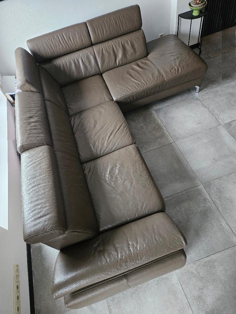 Bankstel Montel design 2x3 hoekbank van echt leer, Ophalen, 250 tot 300 cm, Gebruikt, Hoekbank