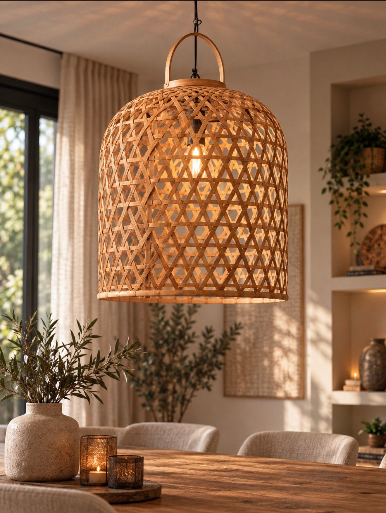 Hanglamp groot ibiza boho style, Ophalen, Zo goed als nieuw