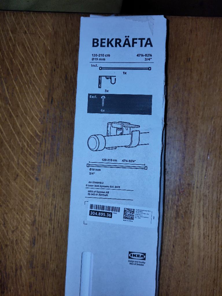 IKEA Bekrafta gordijnrails 3 — nieuw, 120–210, ongeopend, Huis en Inrichting, Stoffering | Gordijnen en Lamellen, Ophalen, Nieuw