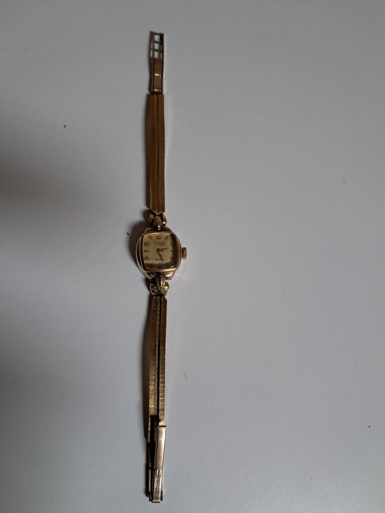 Vintage Nisus 17 Rubis Incabloc Polshorloge Verguld, Overige merken, Overige materialen, Polshorloge, 1930 tot 1960