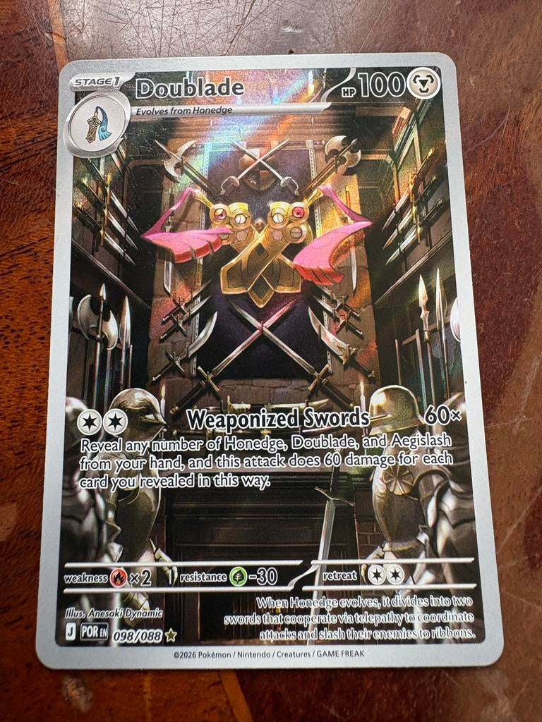 Doublade 098/088 Holo Rare Pokémon Kaart, Ophalen, Zo goed als nieuw, Losse kaart, Foil