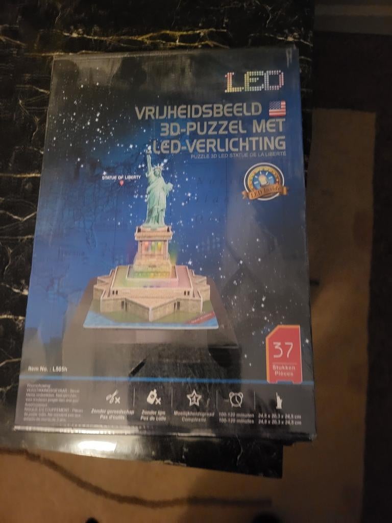 3D Vrijheidsbeeld Puzzel met LED-verlichting, Ophalen of Verzenden, Minder dan 500 stukjes, Nieuw, Rubik's of 3D-puzzel