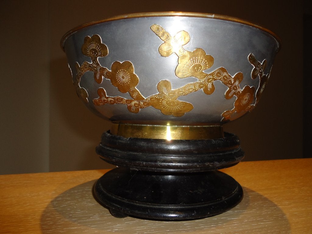Hong Kong CHINESE goud opleg koperen kom gold brass bowl cup, Ophalen of Verzenden