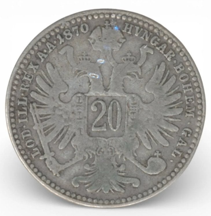 Oostenrijk 20 Kreuzer (O) 1870 (Zeer fraai-), Ophalen of Verzenden, Oostenrijk, Losse munt, Zilver