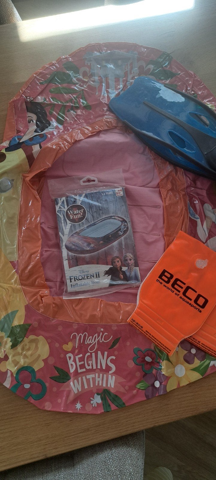 Zwempakket: Frozen/Disney bootjes, bandjes, flippers (32/33), Ophalen, Gebruikt