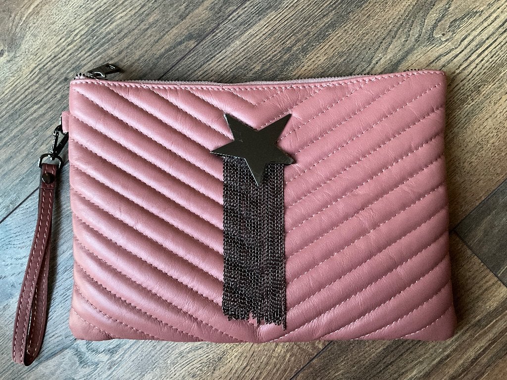 Clutch leder roze made in Italy Nieuw, Ophalen of Verzenden, Nieuw, Roze, Handtas