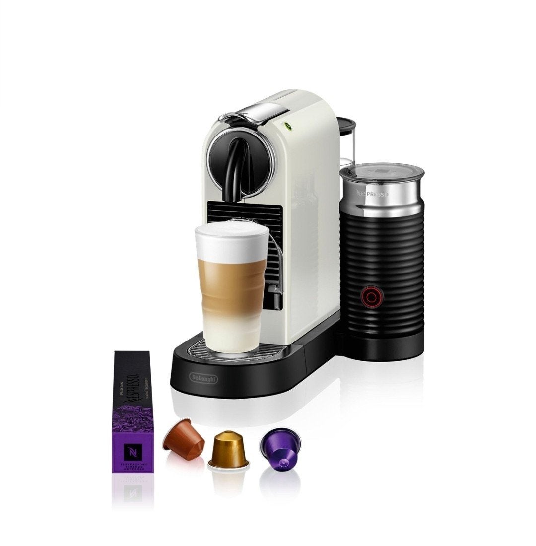 Nespresso De'Longhi Inissia met Aeroccino 3 melkopschuimer, Gebruikt, Espresso apparaat, Ophalen of Verzenden, 1 kopje