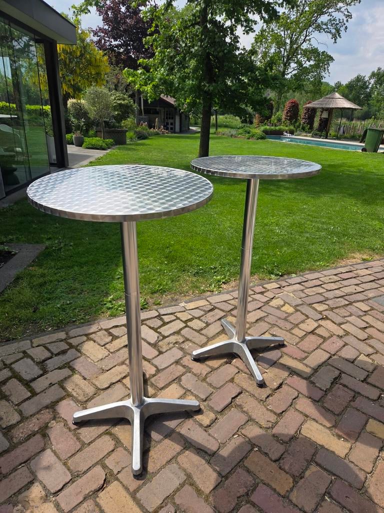 Set van 2 aluminium statafels, Ophalen, Gebruikt