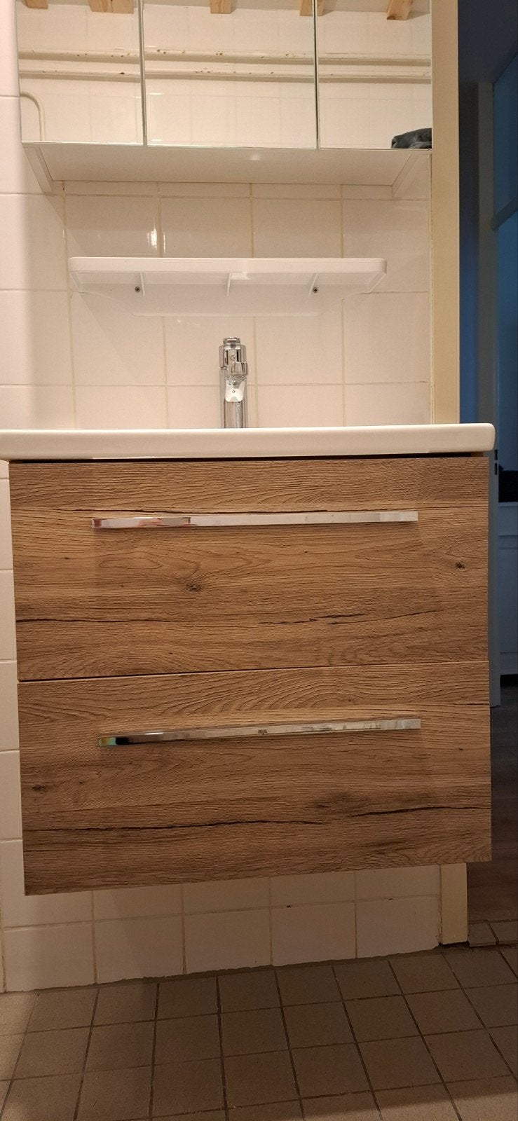 Badkamermeubel, kolomkast kleur licht eiken, medicijnkast, Ophalen, Gebruikt, 100 tot 150 cm, Overige typen