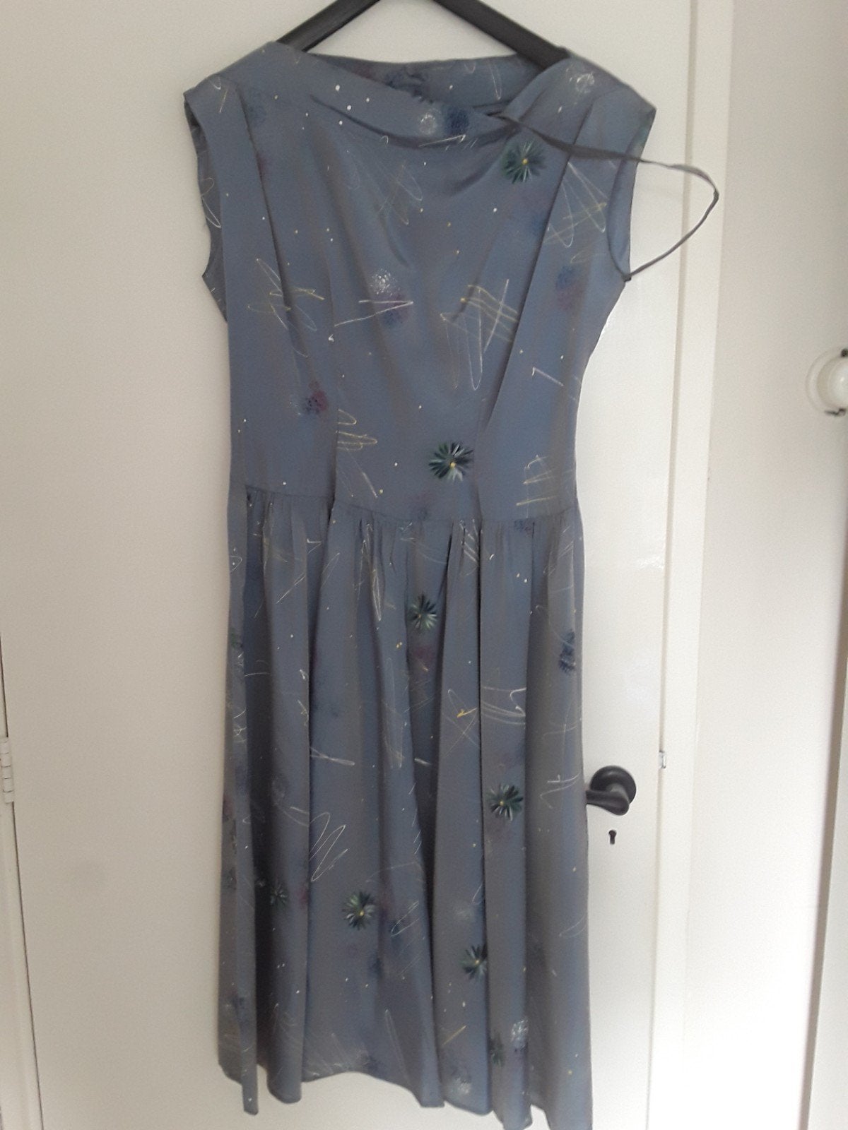 Vintage Feestjurk Jaren '50 - Maat 40, Kleding | Dames, Blauw, Knielengte, Gedragen, Ophalen