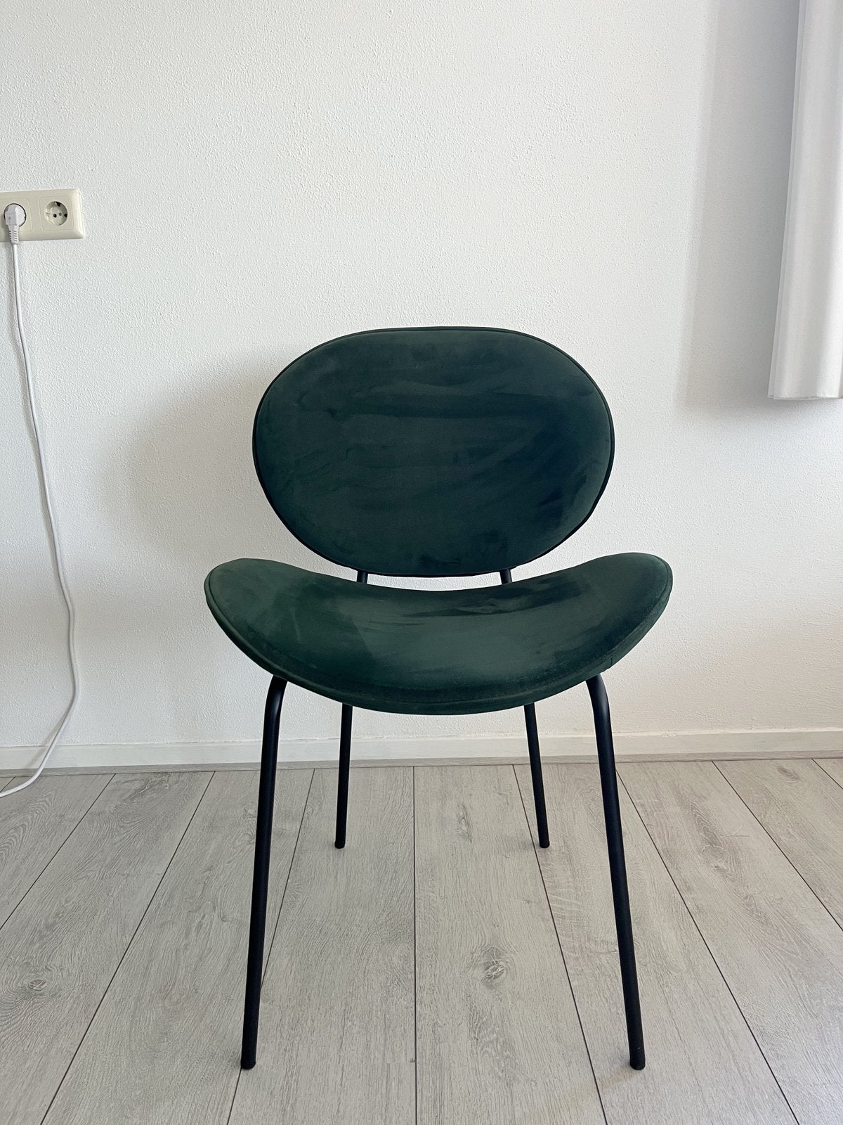 3x donkergroene velvet eetkamerstoel set, Ophalen, Overige materialen, Gebruikt, Overige kleuren
