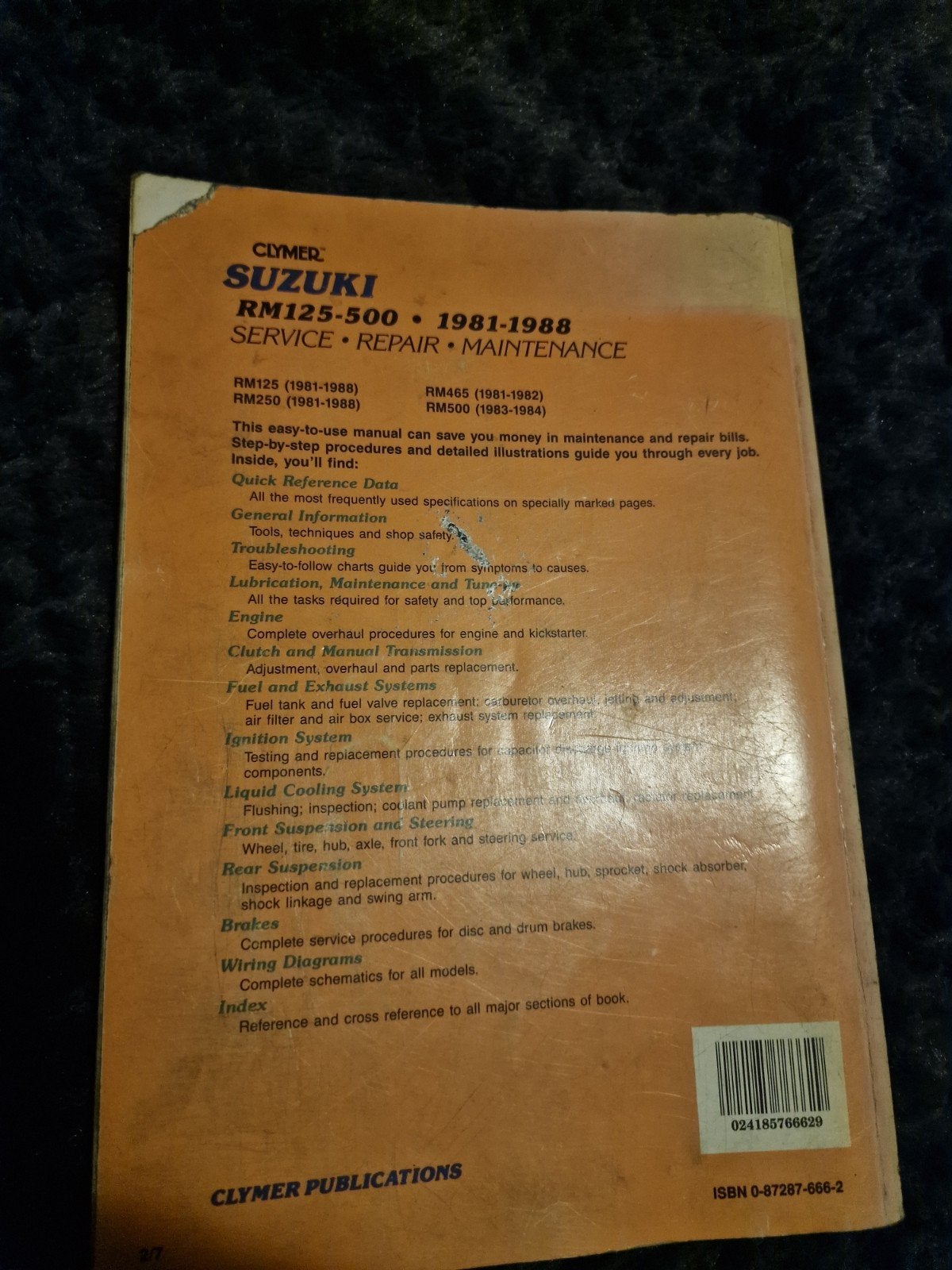Clymer Suzuki RM125-500 1981-1988 boek, Motoren, Ophalen of Verzenden, Suzuki