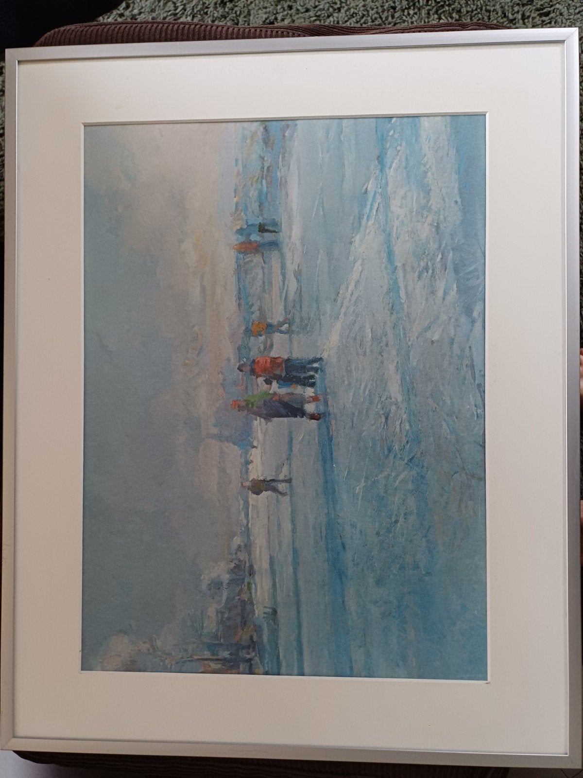 Schilderij Schaatsers op het ijs - Winterlandschap, Ophalen of Verzenden