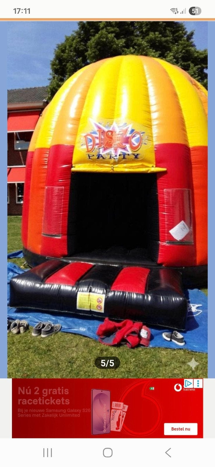 Disco Party Springkussen 4x5m - Te Koop, Ophalen, Gebruikt