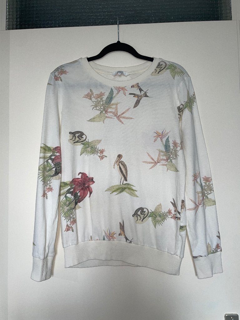 YAYA WOMEN witte tropical dieren longsleeve trui top mt S, Wit, Ophalen of Verzenden, Zo goed als nieuw, Yaya