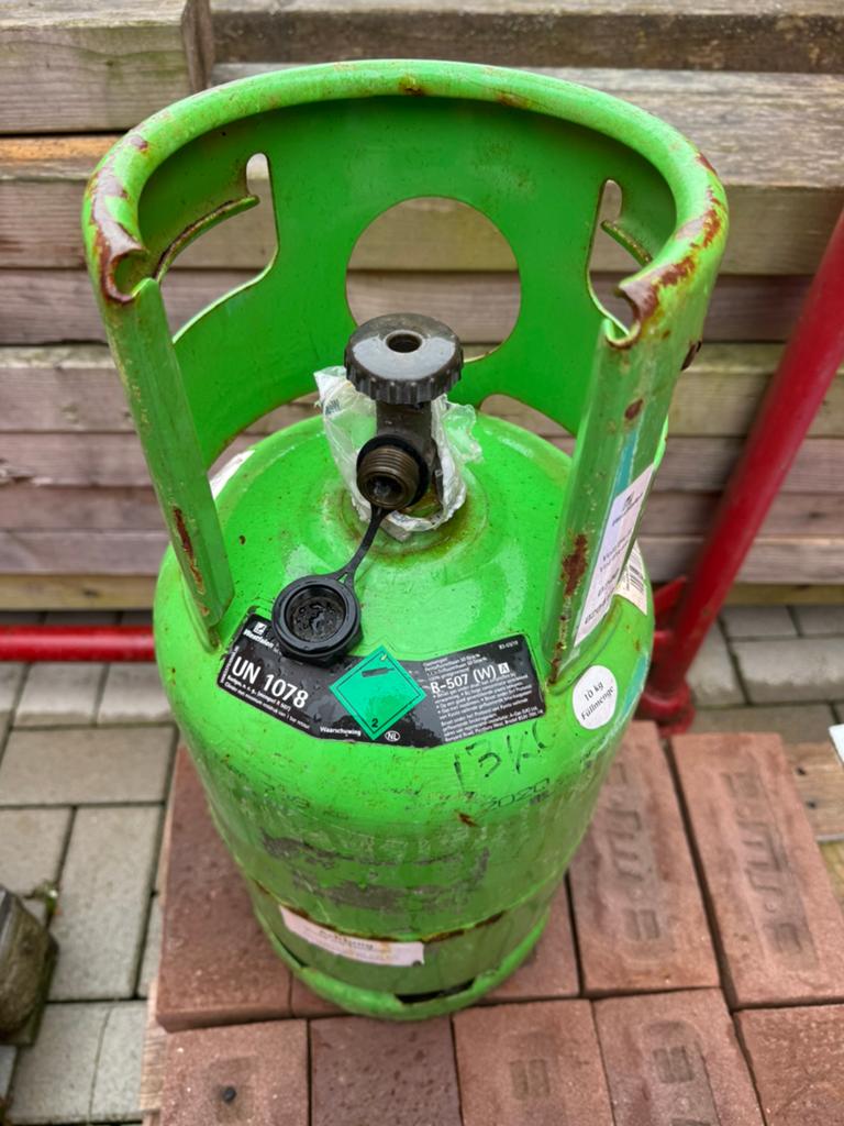 Fles koudemiddel R-507(W) 10kg, 100 liter of meer, Ophalen, Nieuw, Minder dan 200 liter/min