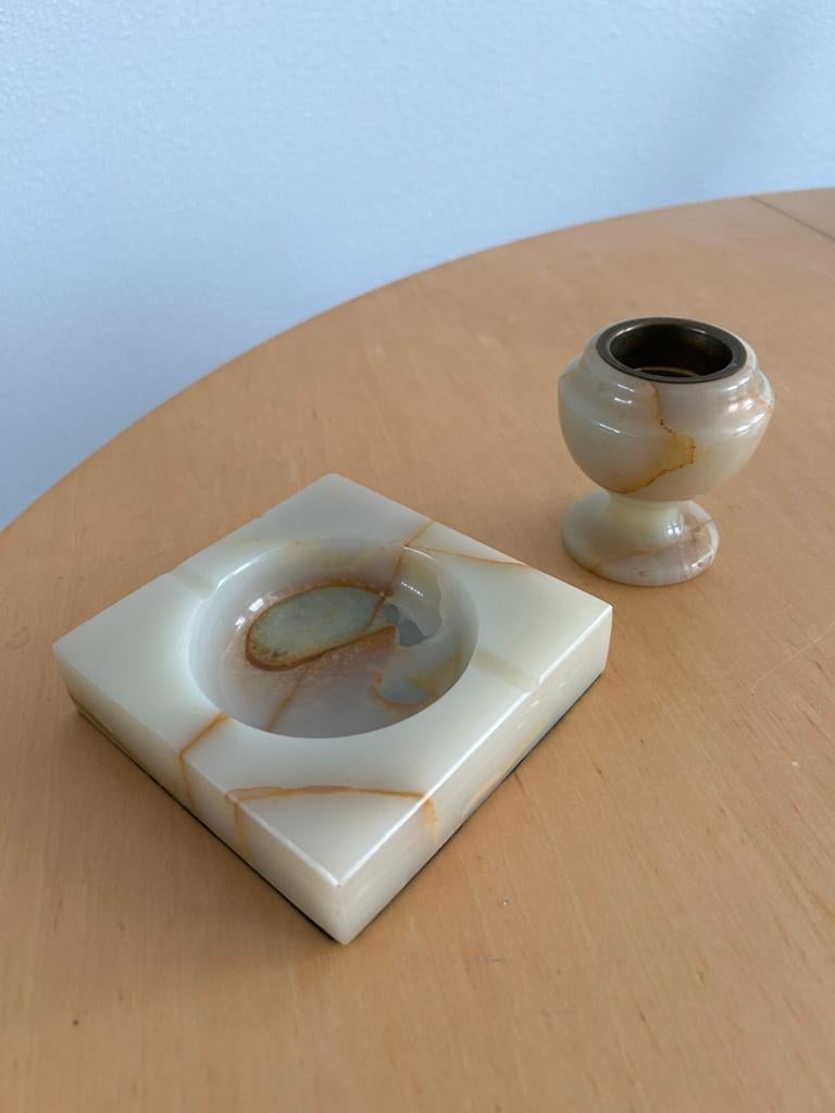 Vintage onyx asbak set, Ophalen of Verzenden, Asbak