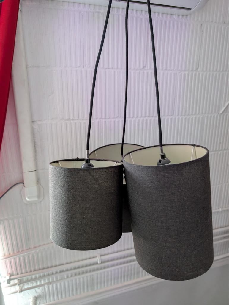 Hanglamp met 3 lampenkappen, Ophalen, 25 tot 50 cm, Rond, Zo goed als nieuw