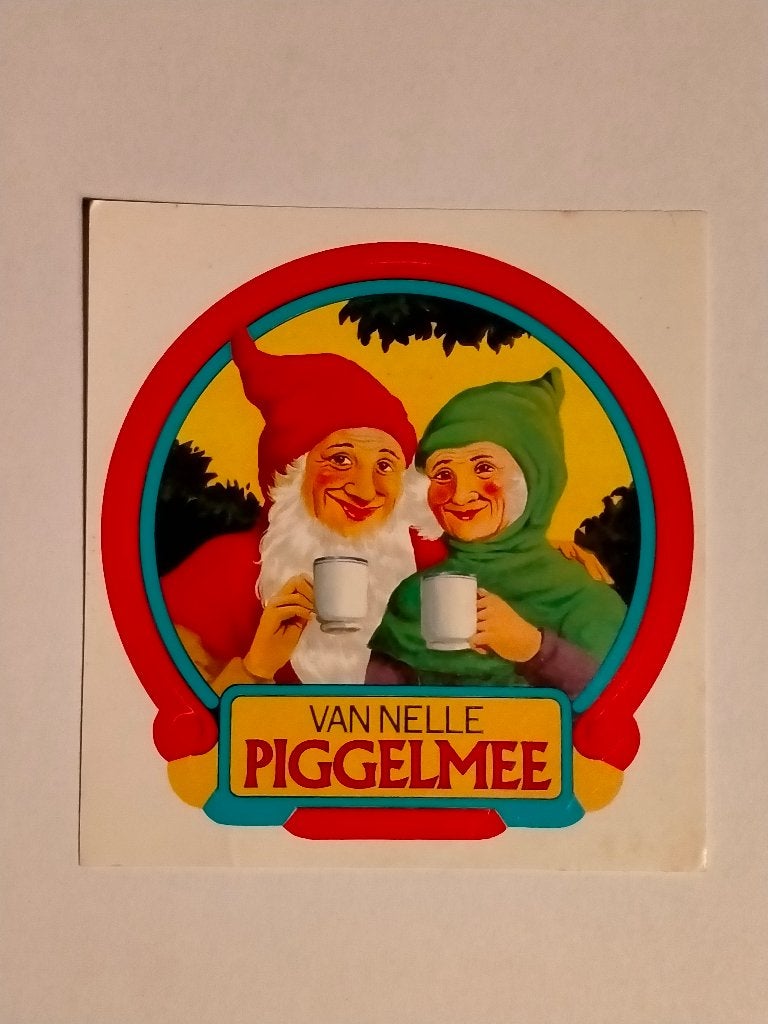 van Nelle Piggelmee vintage kabouter logo sticker RARE, Ophalen of Verzenden, Gebruikt, Overige typen
