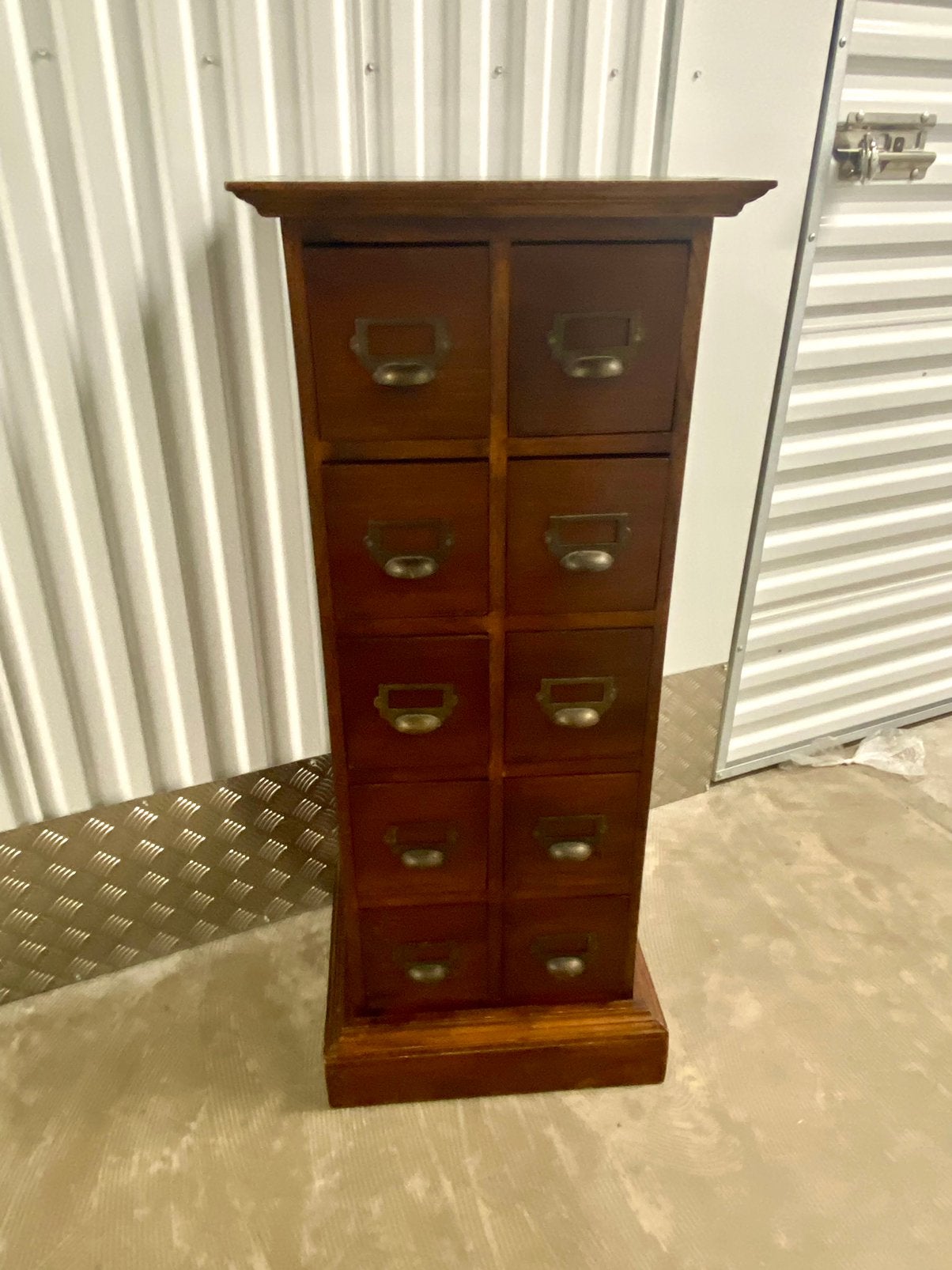 Smalle klassieke ladenkast CD kast teakhout, Ophalen, Minder dan 50 cm, 5 laden of meer, 100 tot 150 cm