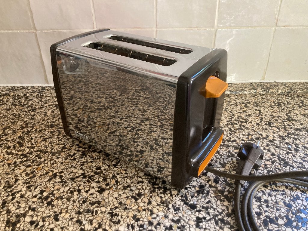 vintage Philips HD 4139 oranje bruin zilveren broodrooster, Ophalen of Verzenden, Overige merken, Oranje, Overige typen