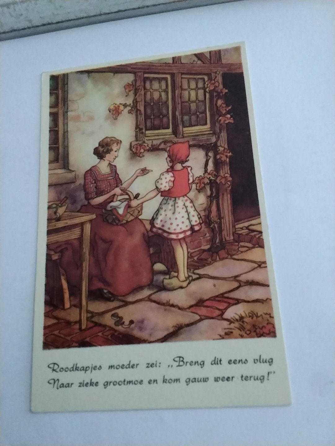 Vintage Roodkapje Ansichtkaart - Sprookjes Illustratie, Verzamelen, Ophalen of Verzenden, 1920 tot 1940, Ongelopen