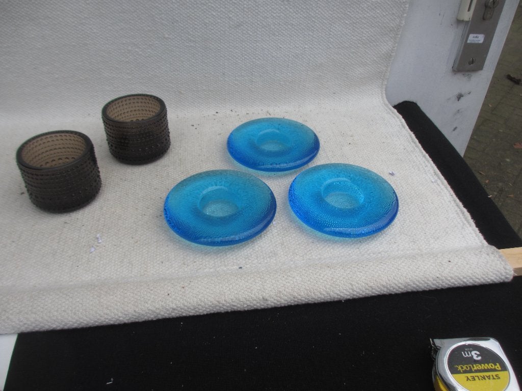 Iittala Kastelhelmi (2x) en Nappi (3x) waxinelichthouders, Gebruikt, Meerkleurig, Waxinelichthouder, Ophalen of Verzenden