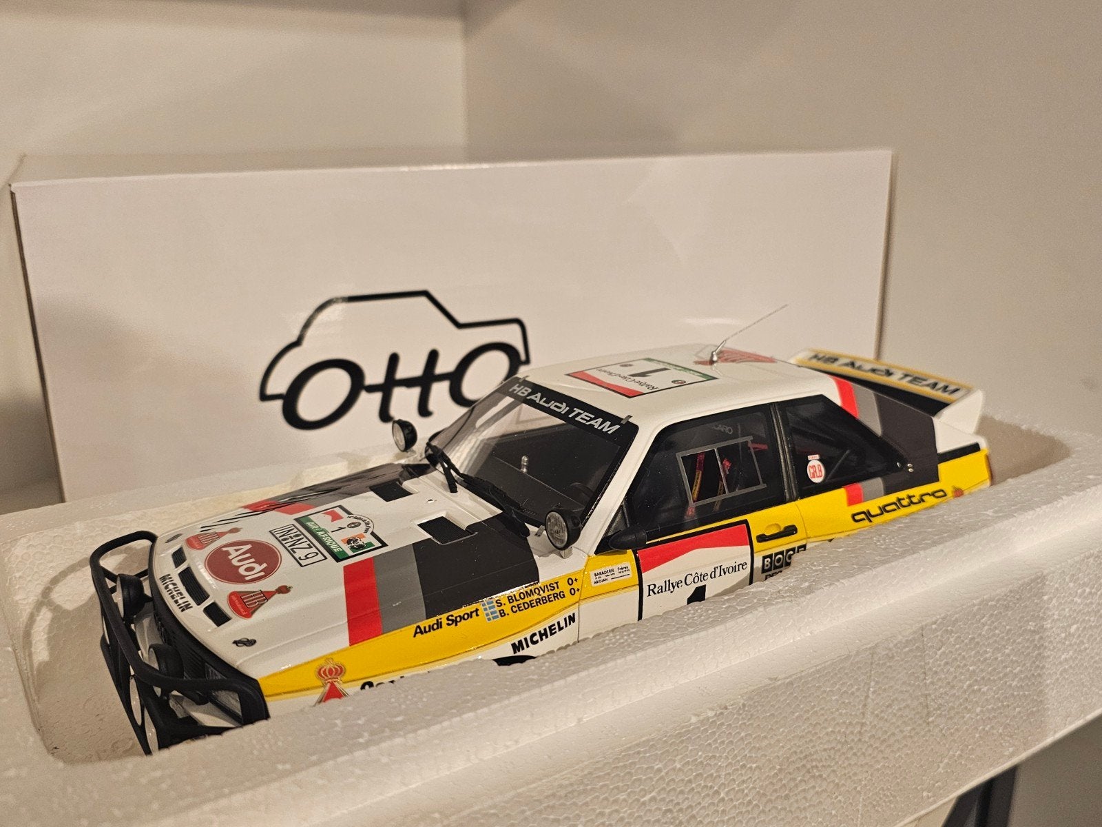 OTTOMOBILE OT253 Audi Quattro Sport Rallye Côte d'Ivoire, Ophalen of Verzenden, Zo goed als nieuw, Auto, OttOMobile