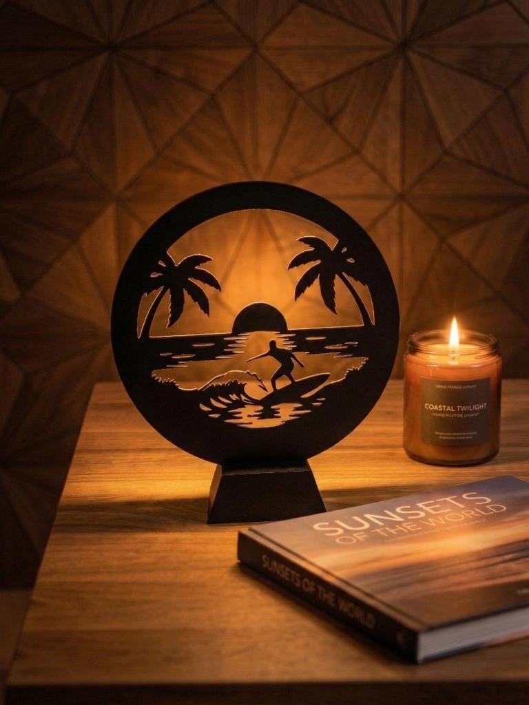 Unieke LED Silhouet Lamp – Surfer bij Zonsondergang, Ophalen of Verzenden, Nieuw