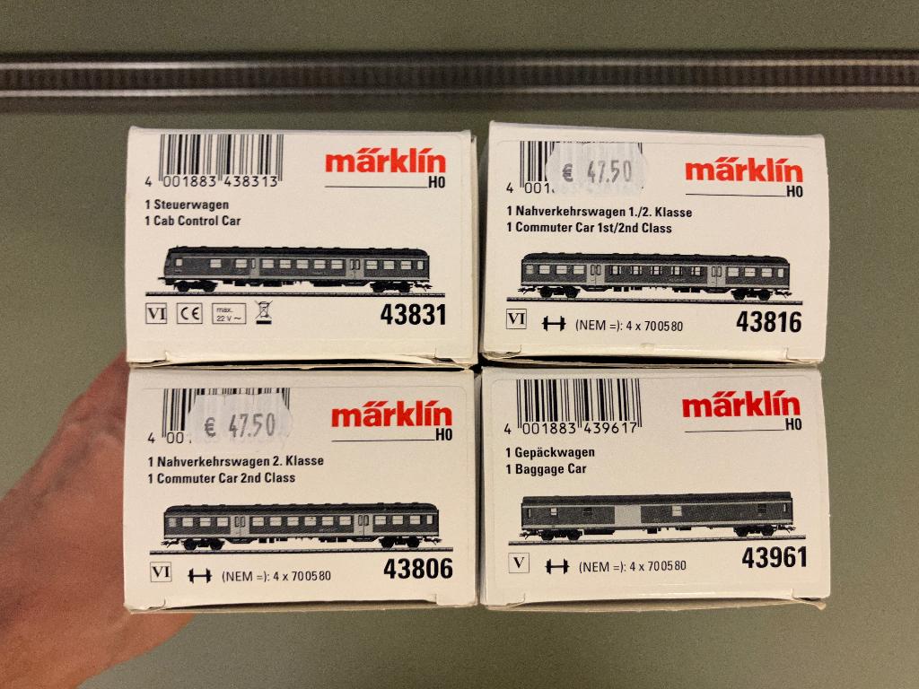 Märklin H0 / 43806–43816–43831–43961 Rijtuigen (DB AG) + 💡, Hobby en Vrije tijd, Modeltreinen | H0, Wisselstroom, Ophalen of Verzenden