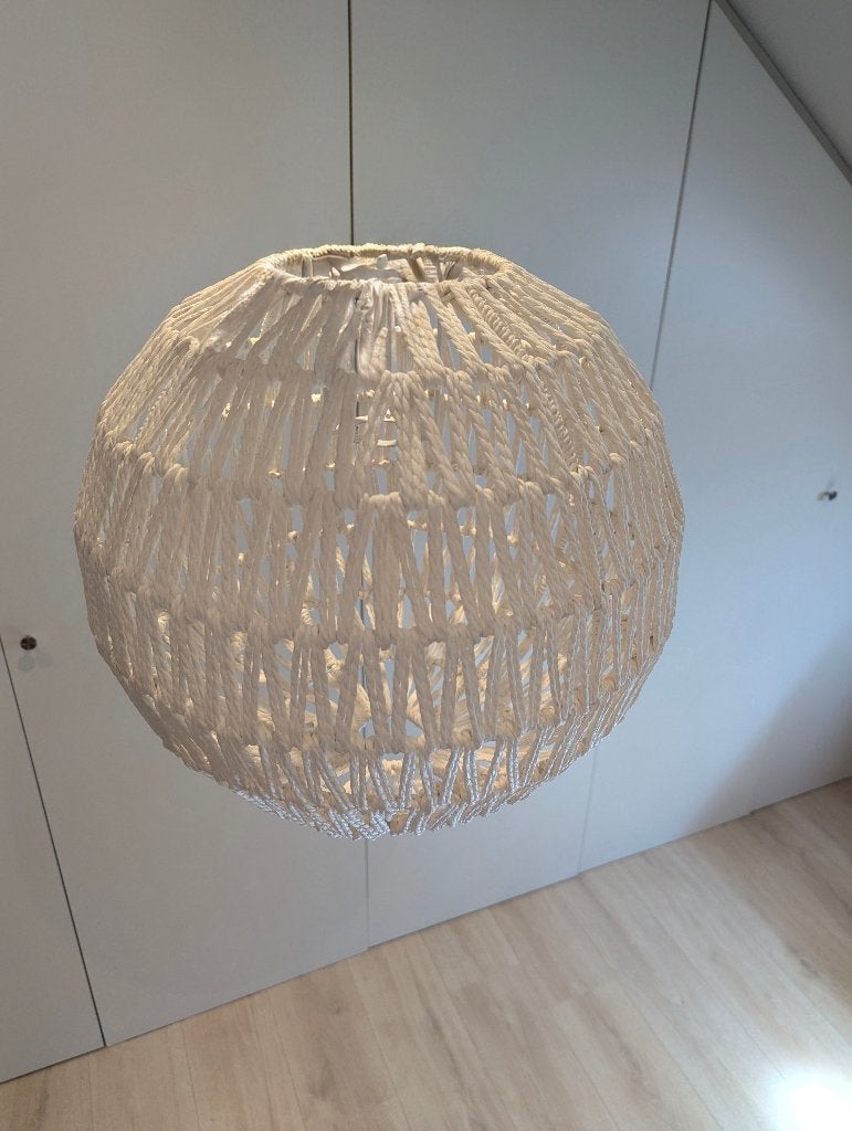 Hanglamp kap, Ophalen, E27 (groot), Macrame gehaakte bol, Textiel