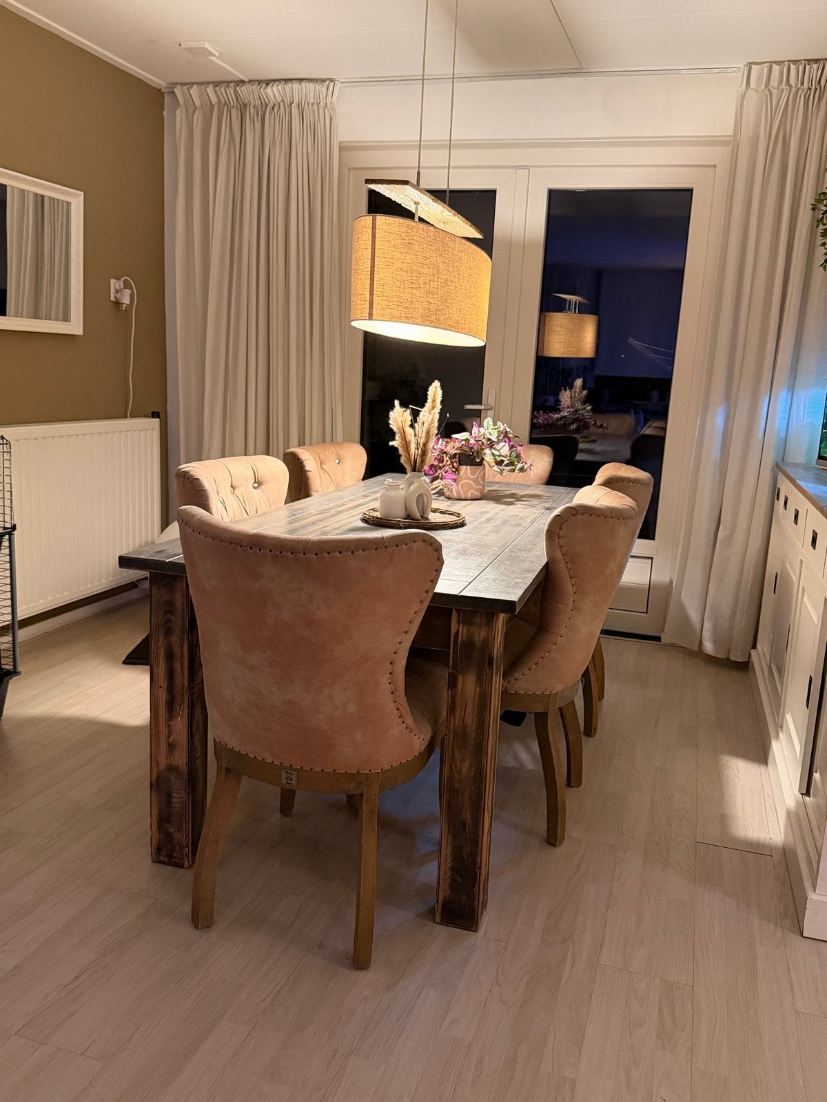 RM Eetkamerstoelen, Eettafel en Lamp, Ophalen, Gebruikt, 4 tot 6 stoelen