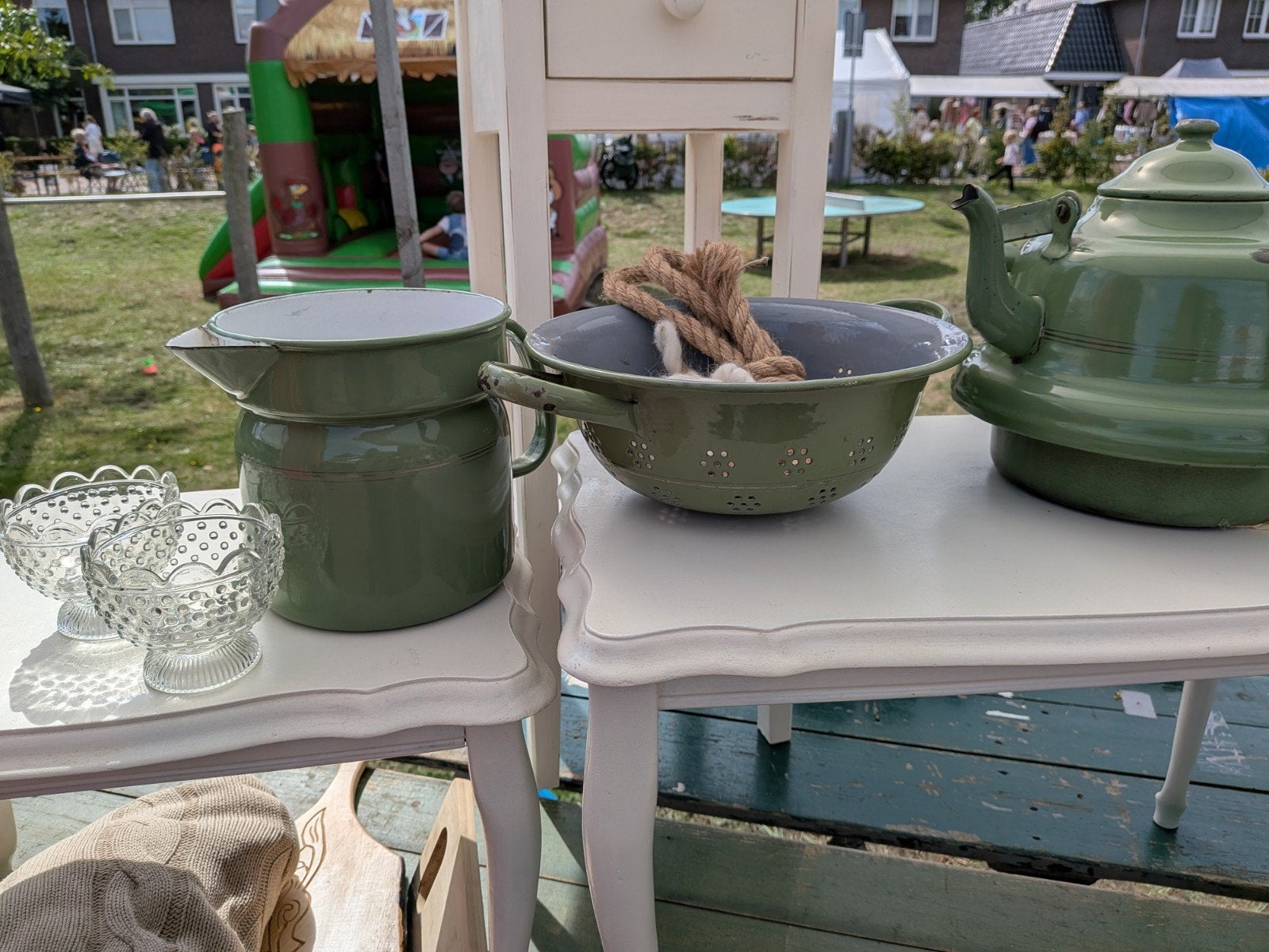 Vintage Groene Emaille, Antiek en Kunst, Ophalen of Verzenden