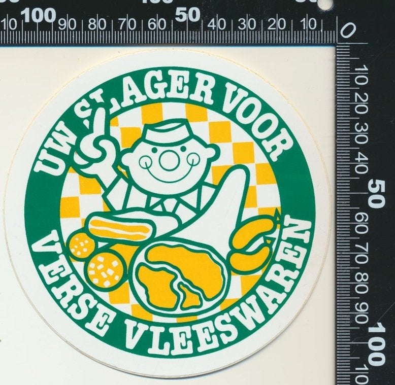 Sticker: Uw slager voor verse vleeswaren, Ophalen of Verzenden, Zo goed als nieuw, Bedrijf of Vereniging